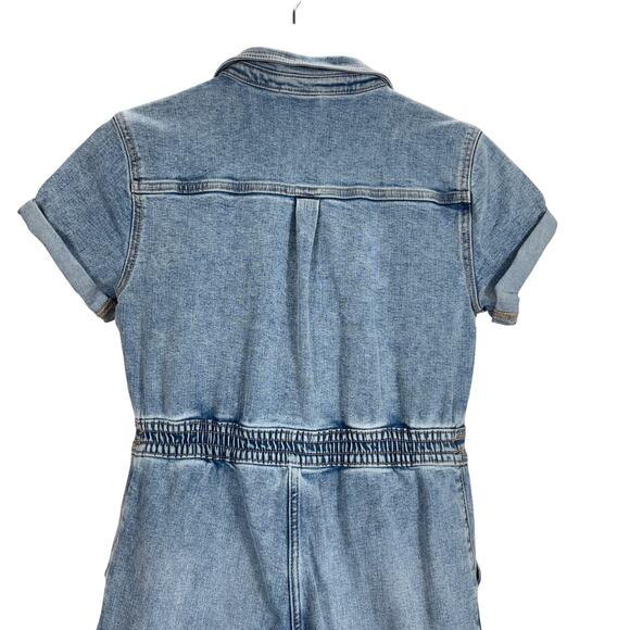 Abercrombie & Fitch Kids Jean Jumpsuit 13/14 Short Sleeve Wide Leg Utility Y2K - Picture 6 of 8